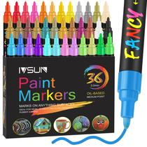 Canetas de pintura IVSUN 36 cores, conjunto de marcadores de tinta impermeáveis à base de óleo Canetas de pintura IVSUN 36 cores, conjunto de marcadores de tinta impermeáveis à base de óleo