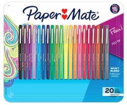 Canetas de ponta porosa Paper Mate Flair, médias, cores variadas