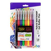 Canetas de rolo de gel Pentel Arts Hybrid MATTEHOP 1,0 mm, pacote com 8