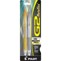 Canetas de rolo de gel Pilot G2 Metallics Fine Point 0,7 mm, pacote com 2 Canetas de rolo de gel Pilot G2 Metallics Fine Point 0,7 mm, pacote com 2