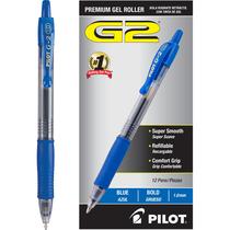 Canetas de rolo de gel Pilot G2 Premium Bold Point 1 mm azul x12