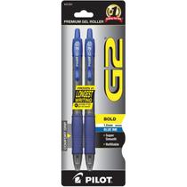 Canetas de rolo de gel PILOT G2 Premium Bold Point, 1 mm, pretas, pacote com 2