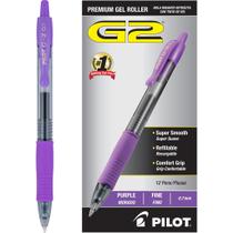 Canetas de rolo de gel PILOT G2 Premium Fine Point 0,7 mm roxas x12 Canetas de rolo de gel PILOT G2 Premium Fine Point 0,7 mm roxas x12