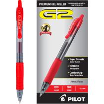Canetas de rolo de gel PILOT G2 Premium Fine Point 0,7 mm vermelhas x12