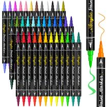 Canetas de tinta acrílica JR.WHITE 36 cores com ponta dupla para várias superfícies
