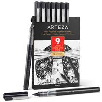 Canetas de tinta ARTEZA Micro-Line, conjunto de 9 fineliners pretos