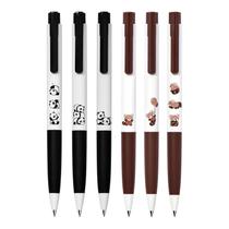 Canetas de tinta gel Kaco K7 Cute Panda de 0,5 mm, tinta preta de ponta fina, 3 unidades