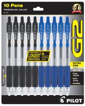 Canetas de tinta gel Pilot G2 de 0,5 mm, pacote com 10, recarregáveis e retráteis Canetas de tinta gel Pilot G2 de 0,5 mm, pacote com 10, recarregáveis e retráteis