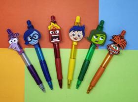 Canetas Divertidamente aplique emborrachado 6 peças tinta azul emoções papelaria presente lembrancinha volta as aulas