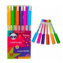 Canetas Em Gel Da Luluca 06 Cores Neon Colorida Escolar Escrita Macia Ponta 1.0mm Ideal Para Decorar Fazer Anotações Skypaper