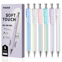 Canetas em gel FIOVER, pacote com 6, 0,5 mm, pretas, secagem rápida, com grip Canetas em gel FIOVER, pacote com 6, 0,5 mm, pretas, secagem rápida, com grip