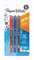 Canetas em Gel PaperMate InkJoy 600ST - Blister com 3 Cores (Vermelho, Azul e Preto) - Ponta 0,7mm