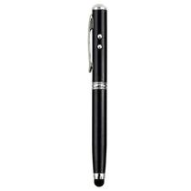 Canetas em relevo styluses preto abrangente 4-em-1 caneta stylus luz led ponteiro laser para toque capacitivo