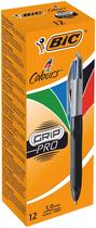 Canetas esferográficas BIC 4 Colors Grip Pro retráteis 1,0 mm 12P Canetas esferográficas BIC 4 Colors Grip Pro retráteis 1,0 mm 12P