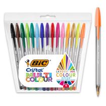 Canetas esferográficas BIC Cristal, multicoloridas, ponta larga, 1,6 mm, pacote com 15 Canetas esferográficas BIC Cristal, multicoloridas, ponta larga, 1,6 mm, pacote com 15