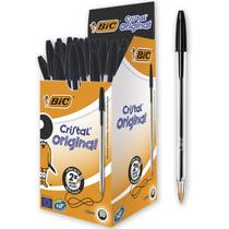 Canetas esferográficas BIC Cristal Original Black Medium Point x50
