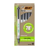 Canetas esferográficas BIC Ecolutions Clic Stick Black Medium, pacote com 12