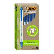 Canetas esferográficas BIC Ecolutions Clic Stick Blue Medium, pacote com 12