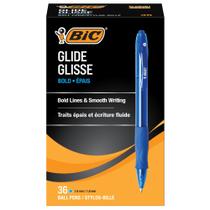 Canetas esferográficas BIC Glide Velocity Bold Blue Ink, pacote com 36 Canetas esferográficas BIC Glide Velocity Bold Blue Ink, pacote com 36