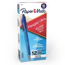 Canetas esferográficas Paper Mate Flexgrip Ultra ponta fina azul, pacote com 12 Canetas esferográficas Paper Mate Flexgrip Ultra ponta fina azul, pacote com 12