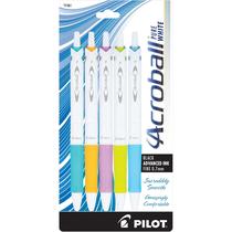 Canetas esferográficas PILOT Acroball PureWhite Black Ink, pacote com 5