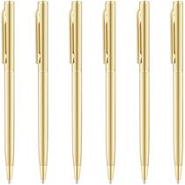 Canetas esferográficas Unibene Gold Slim Black Ink Medium Point, pacote com 6