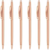 Canetas esferográficas Unibene Slim Metallic Rose Gold, pacote com 6 Canetas esferográficas Unibene Slim Metallic Rose Gold, pacote com 6