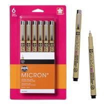 Canetas Fineliner SAKURA Pigma Micron 003 pontos, tamanho 6, pacote com 6
