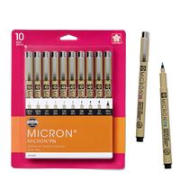 Canetas Fineliner SAKURA Pigma Micron Archival Black Ink, pacote com 10