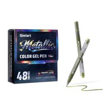 Canetas gel metálicas Languo 48 cores ponta grossa 1,0 mm Canetas gel metálicas Languo 48 cores ponta grossa 1,0 mm