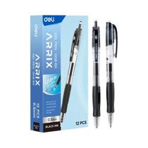 Canetas Gel Pretas De 0,5mm Em Pacote Com 12 Unidades, Deli Profissional, Escrita Suave, Empunhadura