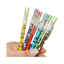 Canetas Gel Retráteis Coloridas Pixel Grip, Pacote Com 6, Não Afiadas, Corpo Resistente a Quebras Em