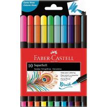 Canetas Hidrográfica - marcadores SuperSoft Brush com Ponta Pincel, 10 Cores, Faber-Castell
