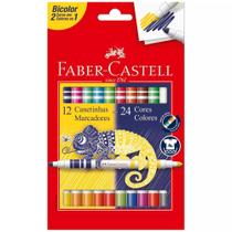 Canetas Hidrográficas Bicolor com 24 Cores Faber Castell