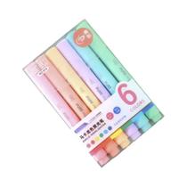 Canetas Marcadoras Fluorescentes Em Cores Pastel 6 Peças, Material De Papelaria Fofo Para