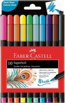 Canetas marcadoras hidrográficas supersoft brush faber castell com 10 cores ponta pincel