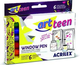 Canetas Marcadoras para Vidro Window Pen - 6 Cores - Acrilex Canetas Marcadoras para Vidro Window Pen - 6 Cores - Acrilex