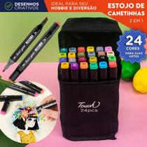 Canetas Marcadoras Ponta Dupla Touch 120 Cores com Estojo Profissional para Desenho e Pintura CH Canetas Marcadoras Ponta Dupla Touch 120 Cores com Estojo Profissional para Desenho e Pintura CH