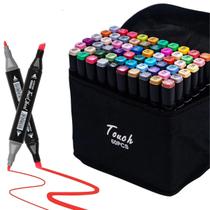 Canetas Marcadoras Profissionais Pontas Duplas para Desenho e Colorir - Kit 60 Cores - 80 CORES Canetas Marcadoras Profissionais Pontas Duplas para Desenho e Colorir - Kit 60 Cores - 80 CORES