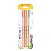 Canetas Microline Artcolor Compactor - Kit 4 Cores Pastel para Desenho e Escrita