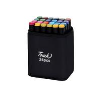 Canetas Para Desenho e Pintura 24 Cores Ponta Dupla Com Estojo