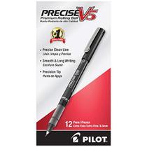 Canetas Roller Ball PILOT Precise V5, Ponta Extra Fina (0,5mm), Preto - Pacote c/12