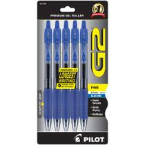 Canetas Roller Gel PILOT G2 Ponta Fina 0,7 mm Tinta Azul - Kit com 5 Canetas Roller Gel PILOT G2 Ponta Fina 0,7 mm Tinta Azul - Kit com 5