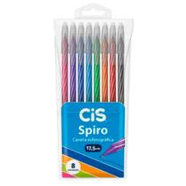Canetas Spiro C/ 8 Cores 0.7mm Cis Corpo Longo 17,5 Cm