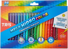 Canetinha 24 Cores Para Pintar Colorir Mega Hidrocolor Cores Intensas - Tris