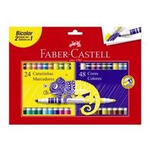 Canetinha Bicolor 48 cores (24 canetinhas) - Faber-Castell