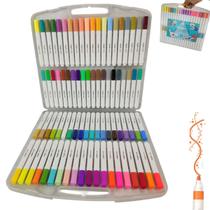 Canetinha Caneta Marcador 80 Cores Tinta Acrilica A Prova dAgua Permanente Artesanato Escultura Maleta Estojo