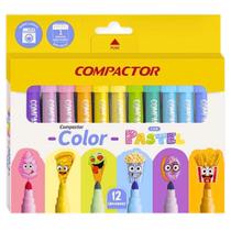 Canetinha Color 12 Cores Pastel Super Lavável COMPACTOR