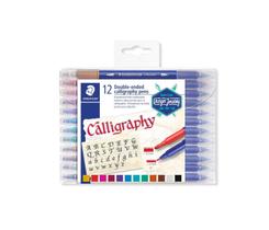 Canetinha Coloridas Staedtler Calligraphy Duo 12 Cores