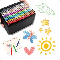 canetinha coloridas touch 80 cores ponta dupla estojo preto